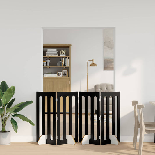 Recinto pieghevole per animali 4 pcs Rovere Nero