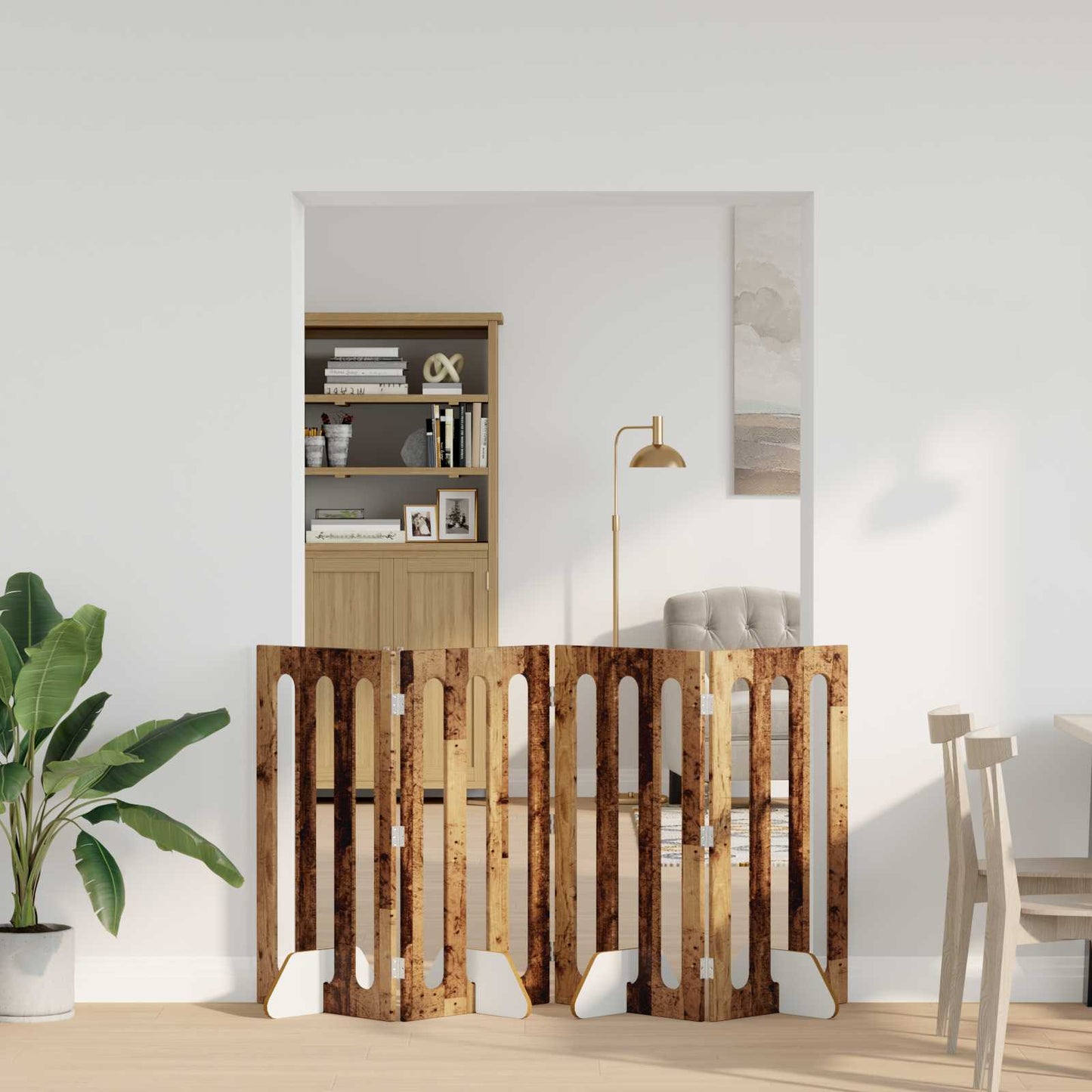Recinto pieghevole per animali 4 pcs Legno di quercia | homemem39