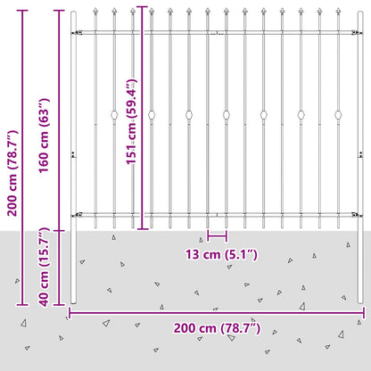 Recinzione a punte Asten Nero 200 x 200 cm | homemem39