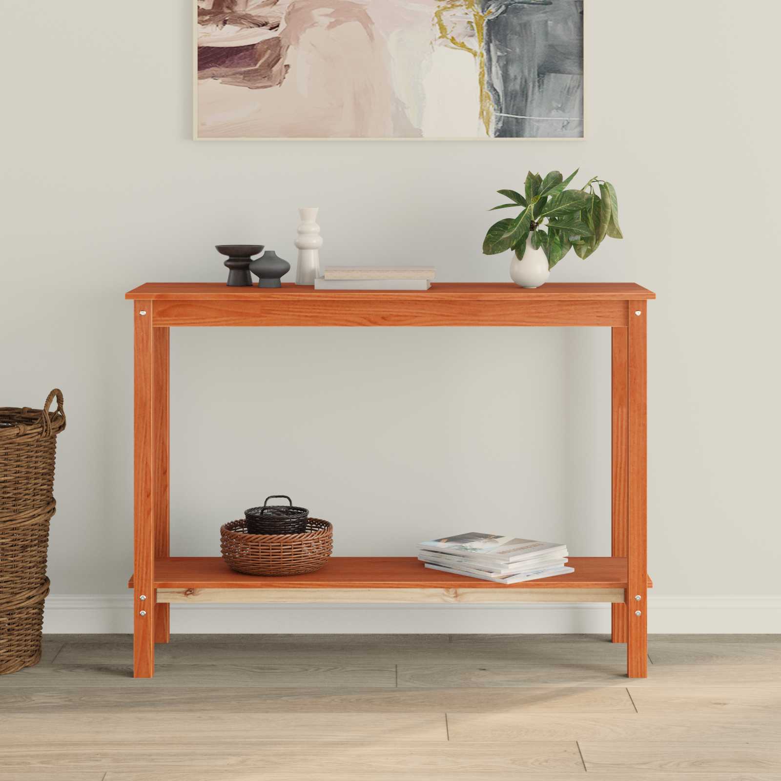 Tavolo consolle con lo scaffale Marrone Cera 110 x 40 x 80 cm | homemem39