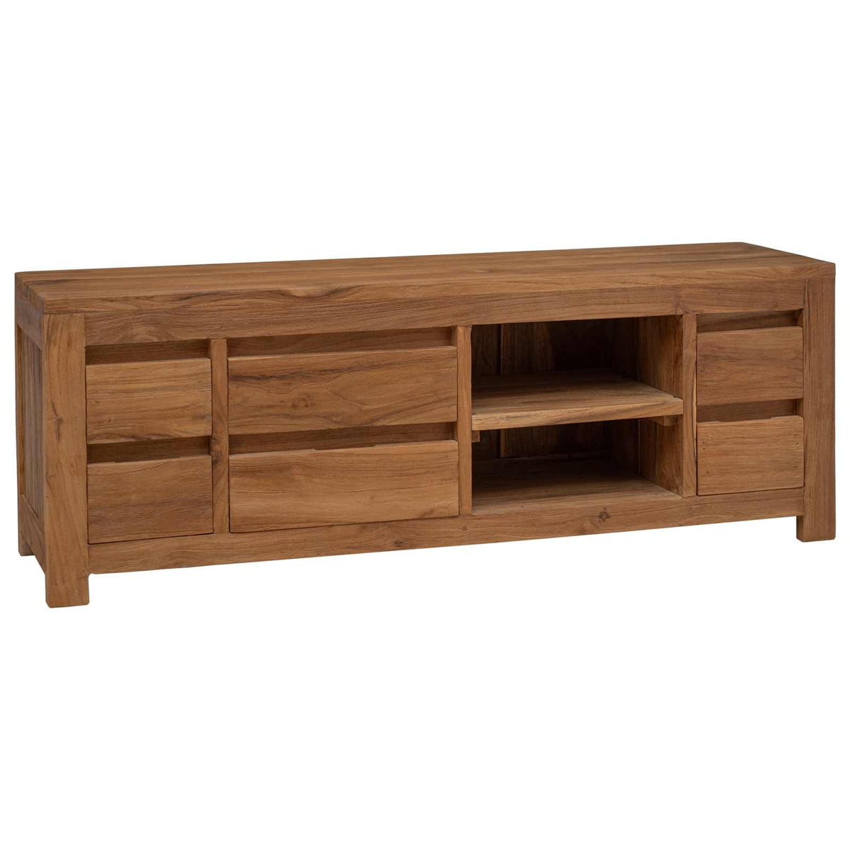 Mobile TV 110 x 30 x 40 cm Naturale Legno di teak solido
