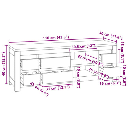 Mobile TV 110 x 30 x 40 cm Naturale Legno di teak solido | homemem39
