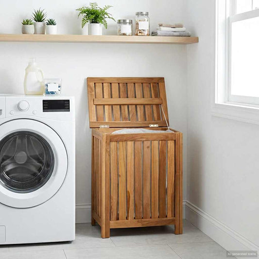 Cesto per Lavanderia Naturale 50 x 35 x 60 cm | homemem39