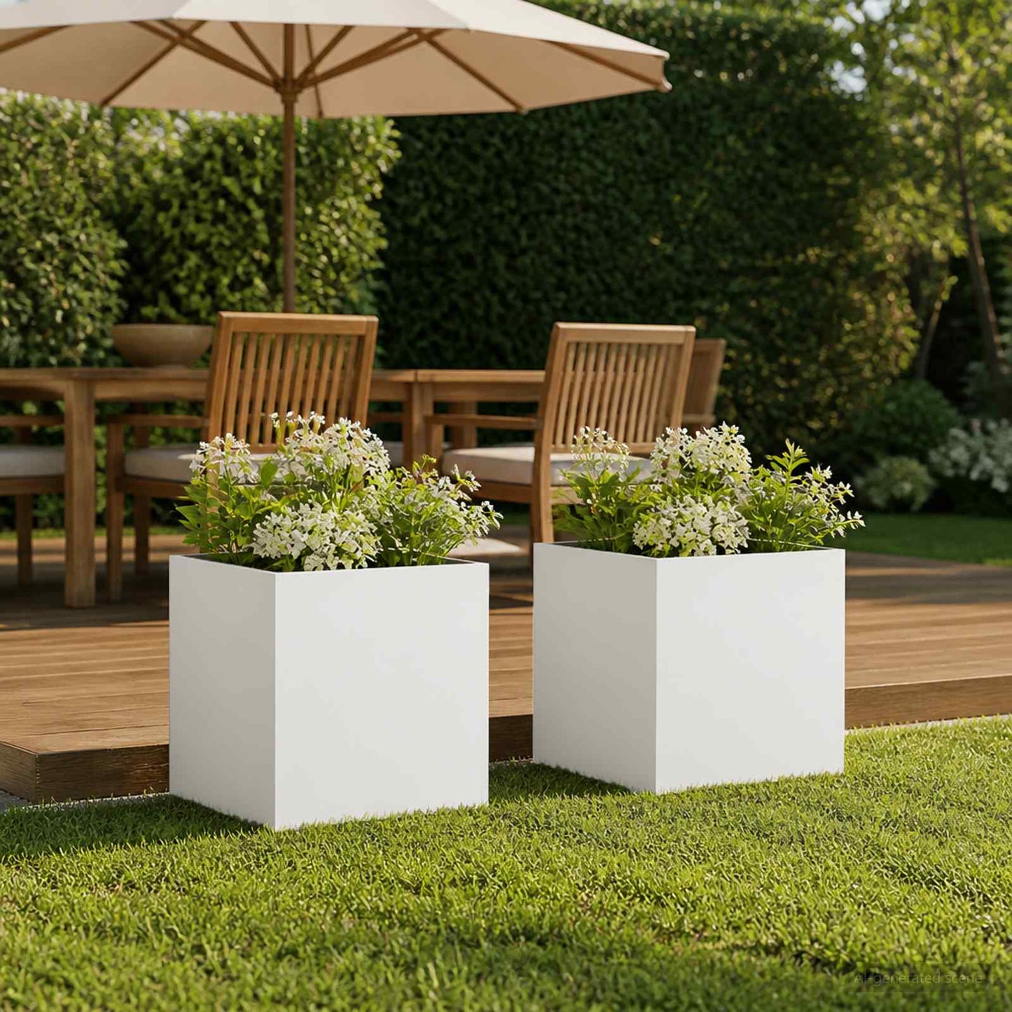 Vaso da giardino 2 pz Bianco 20 x 20 x 20 cm