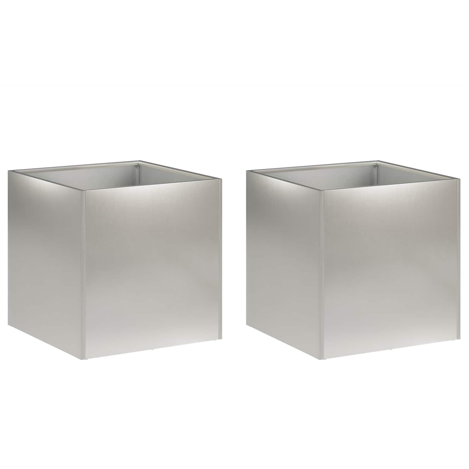 Vaso da giardino 2 pz Argento 20 x 20 x 20 cm Acciaio Inox | homemem39