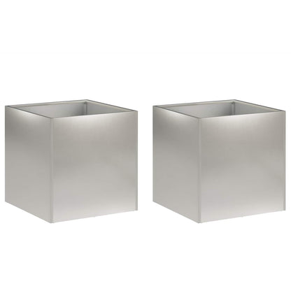 Vaso da giardino 2 pz Argento 20 x 20 x 20 cm Acciaio Inox | homemem39