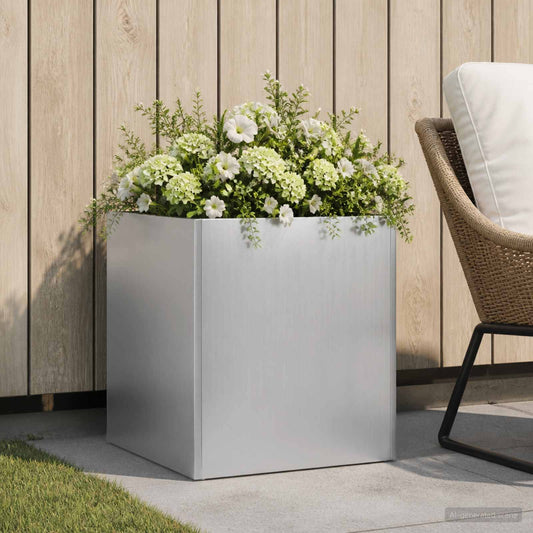 Vaso da giardino Argento 20 x 20 x 20 cm Acciaio zincato - homemem39