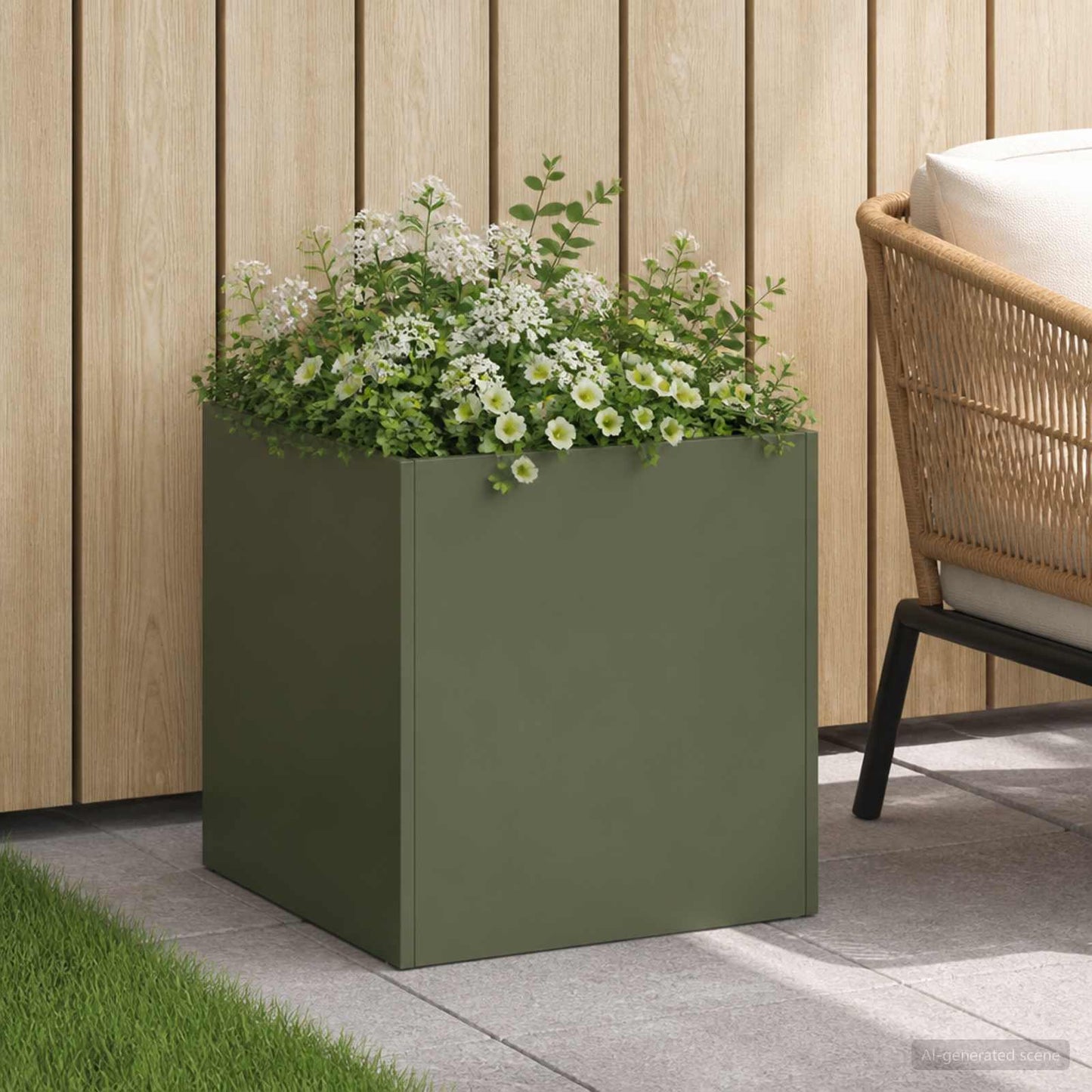 Vaso da giardino Verde Oliva 45 x 45 x 45 cm | homemem39