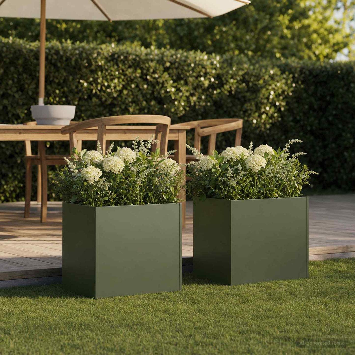 Vaso da giardino 2 pz Verde Oliva 45 x 45 x 45 cm
