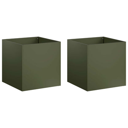 Vaso da giardino 2 pz Verde Oliva 45 x 45 x 45 cm