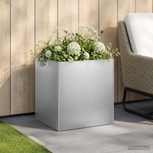 Vaso da giardino Argento 45 x 45 x 45 cm Acciaio Inox - homemem39