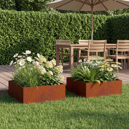Vaso da giardino 2 pz Ruggine 60 x 60 x 20 cm Acciaio Corten | homemem39