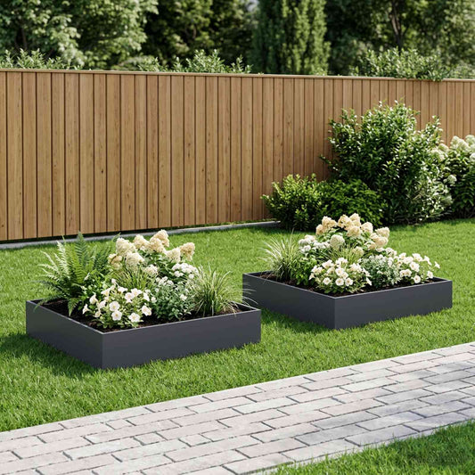 Vaso da giardino 2 pz Antracite 80 x 80 x 20 cm - homemem39