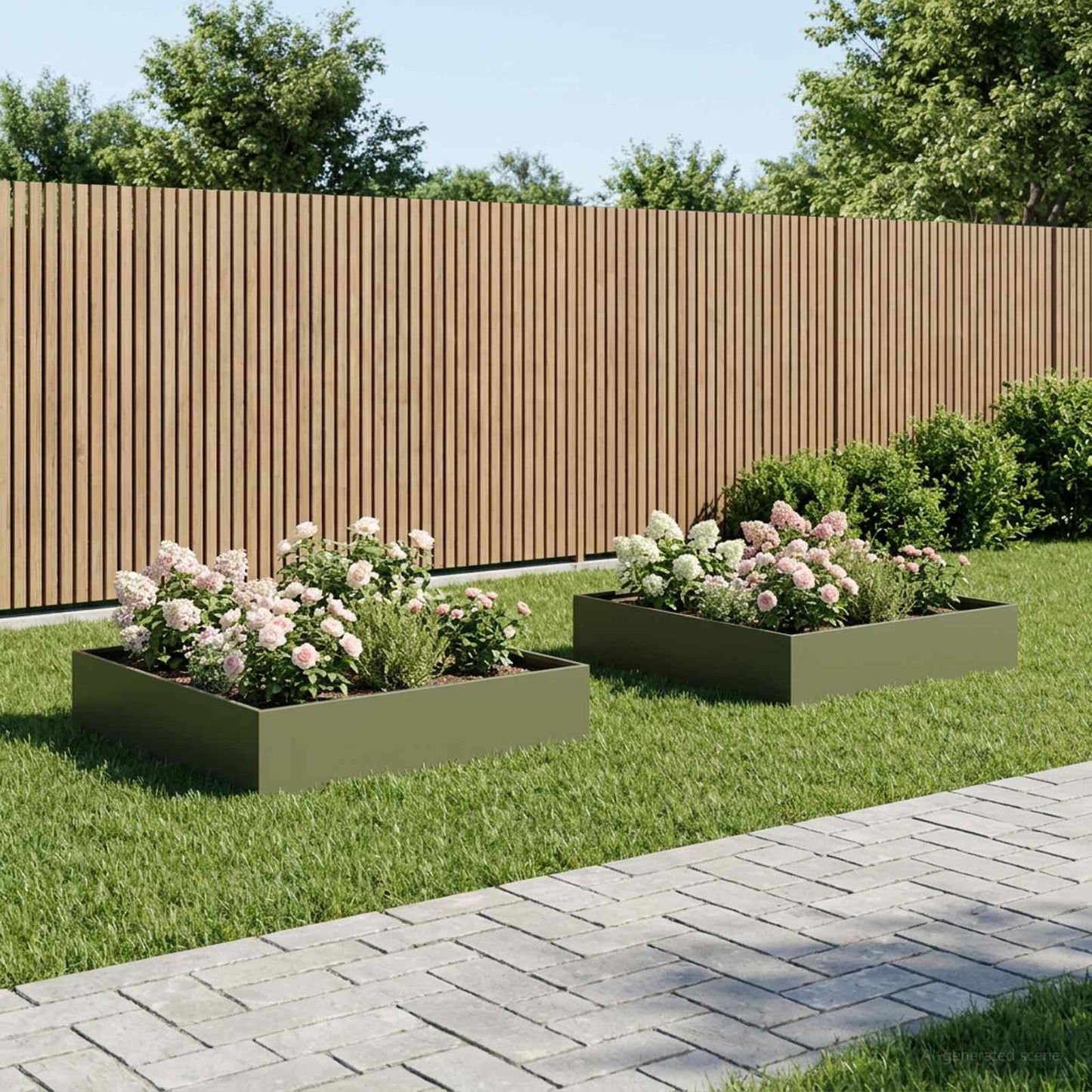 Vaso da giardino 2 pz Verde Oliva 80 x 80 x 20 cm