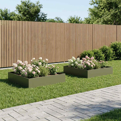 Vaso da giardino 2 pz Verde Oliva 80 x 80 x 20 cm