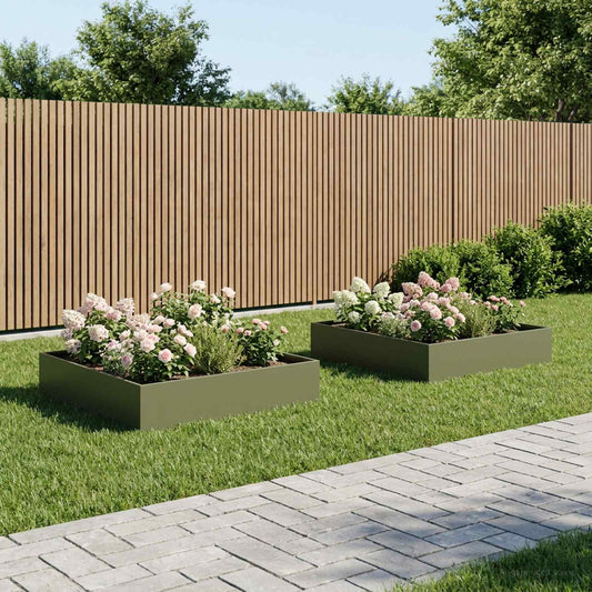 Vaso da giardino 2 pz Verde Oliva 80 x 80 x 20 cm - homemem39