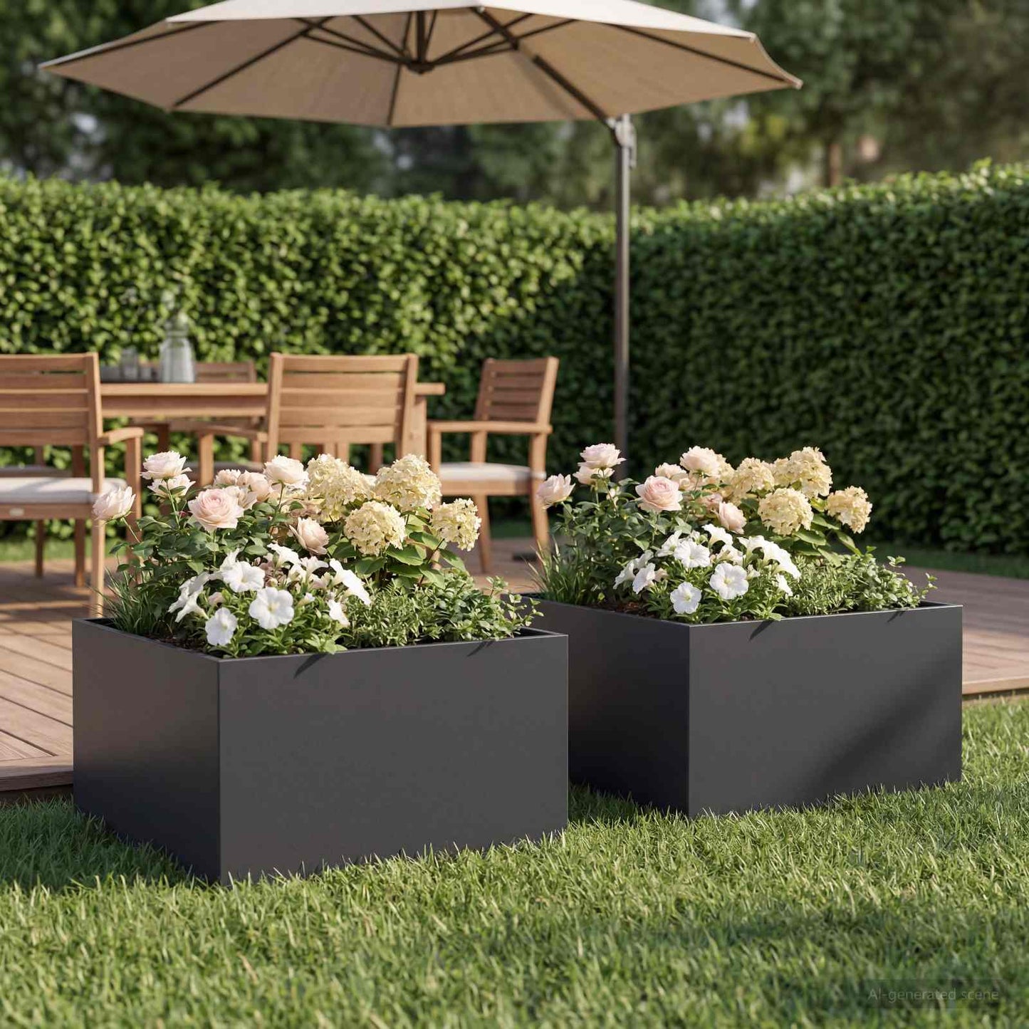 Vaso da giardino 2 pz Nero 40 x 40 x 30 cm | homemem39