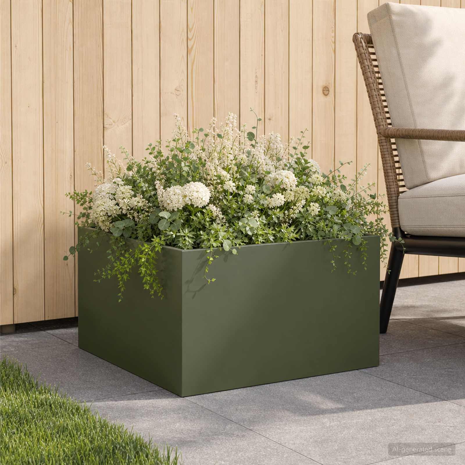 Vaso da giardino Verde Oliva 40 x 40 x 30 cm | homemem39