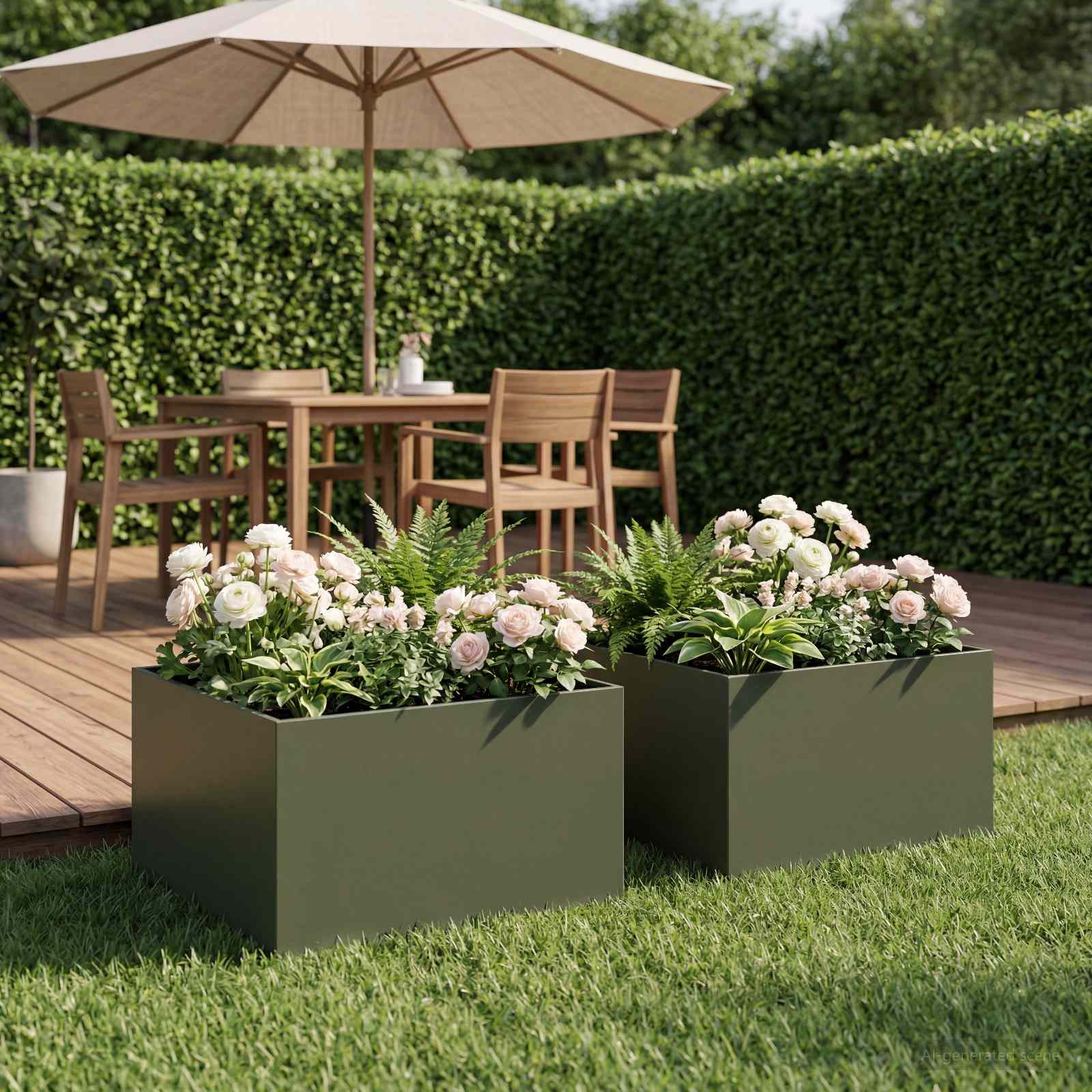 Vaso da giardino 2 pz Verde Oliva 40 x 40 x 30 cm | homemem39