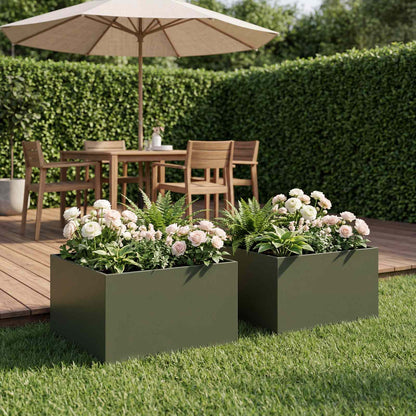 Vaso da giardino 2 pz Verde Oliva 40 x 40 x 30 cm | homemem39