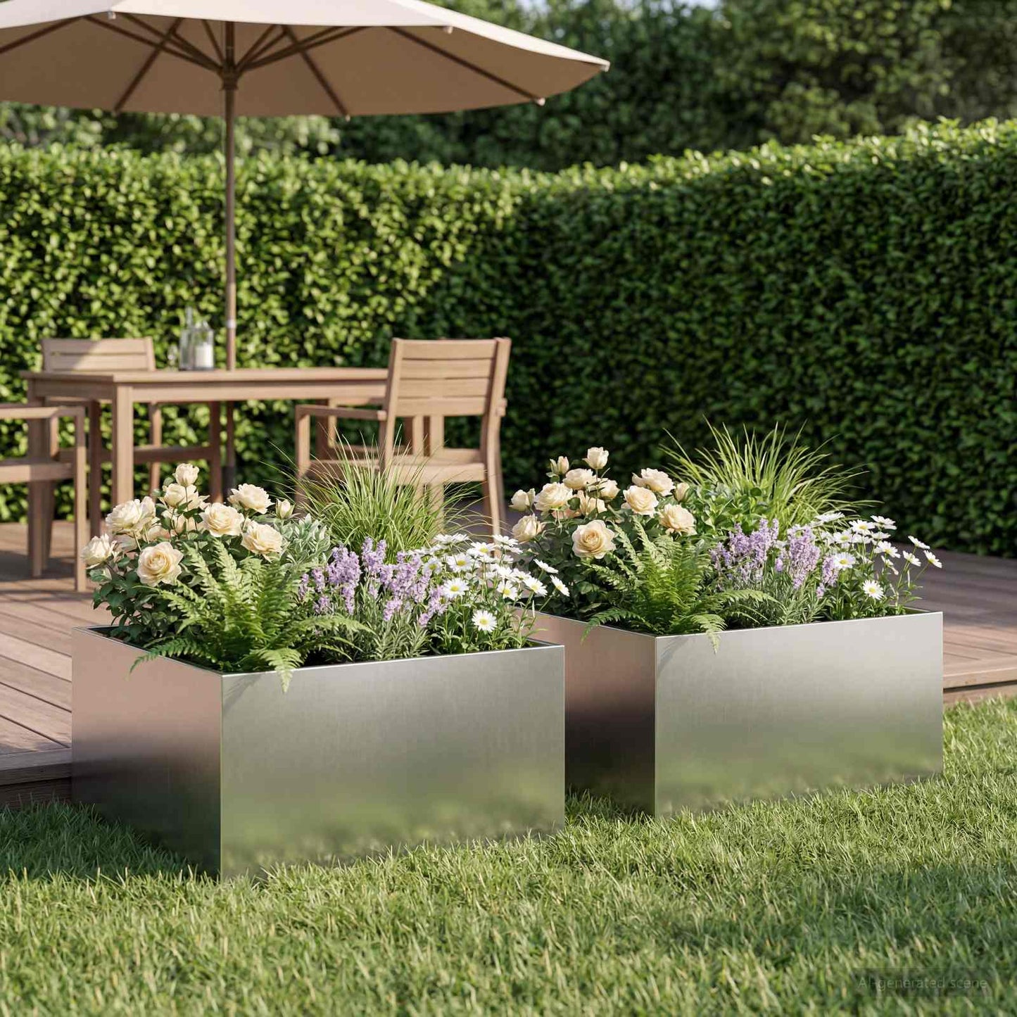 Vaso da giardino 2 pz Argento 40 x 40 x 30 cm Acciaio Inox
