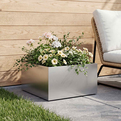 Vaso da giardino Argento 40 x 40 x 30 cm Acciaio zincato | homemem39
