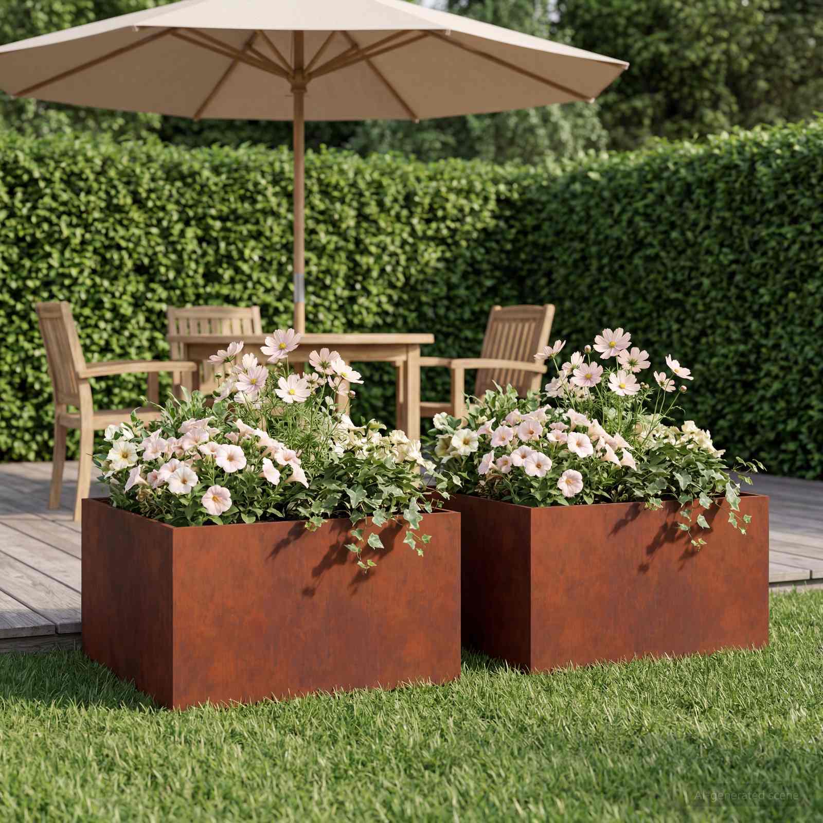 Vaso da giardino 2 pz Ruggine 40 x 40 x 30 cm Acciaio Corten | homemem39