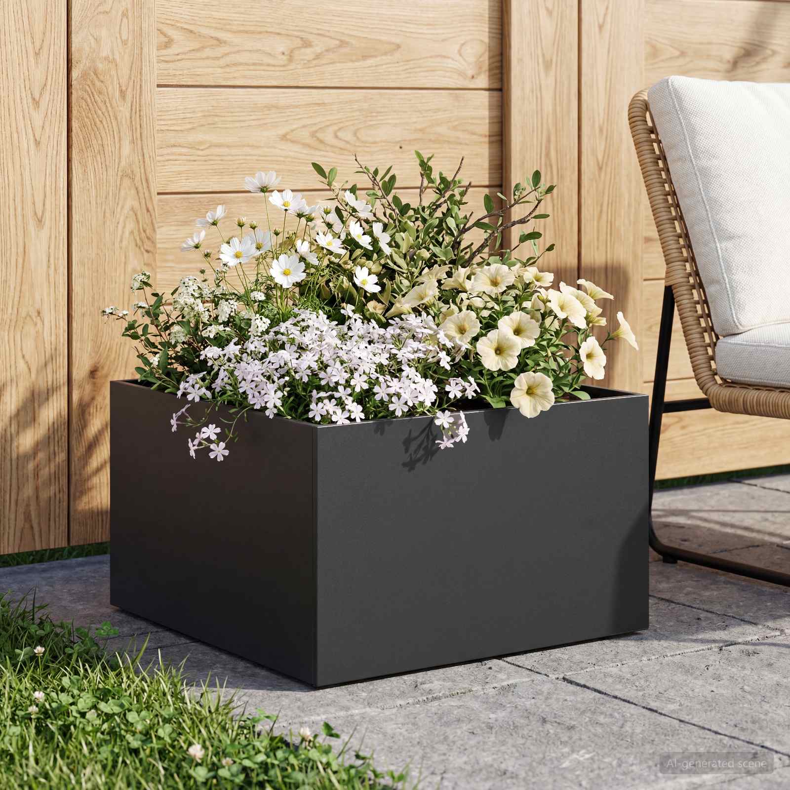 Vaso da giardino Nero 60 x 60 x 30 cm Acciaio laminato a freddo | homemem39