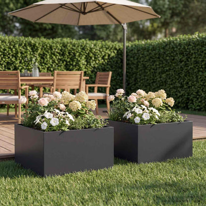 Vaso da giardino 2 pz Nero 60 x 60 x 30 cm | homemem39