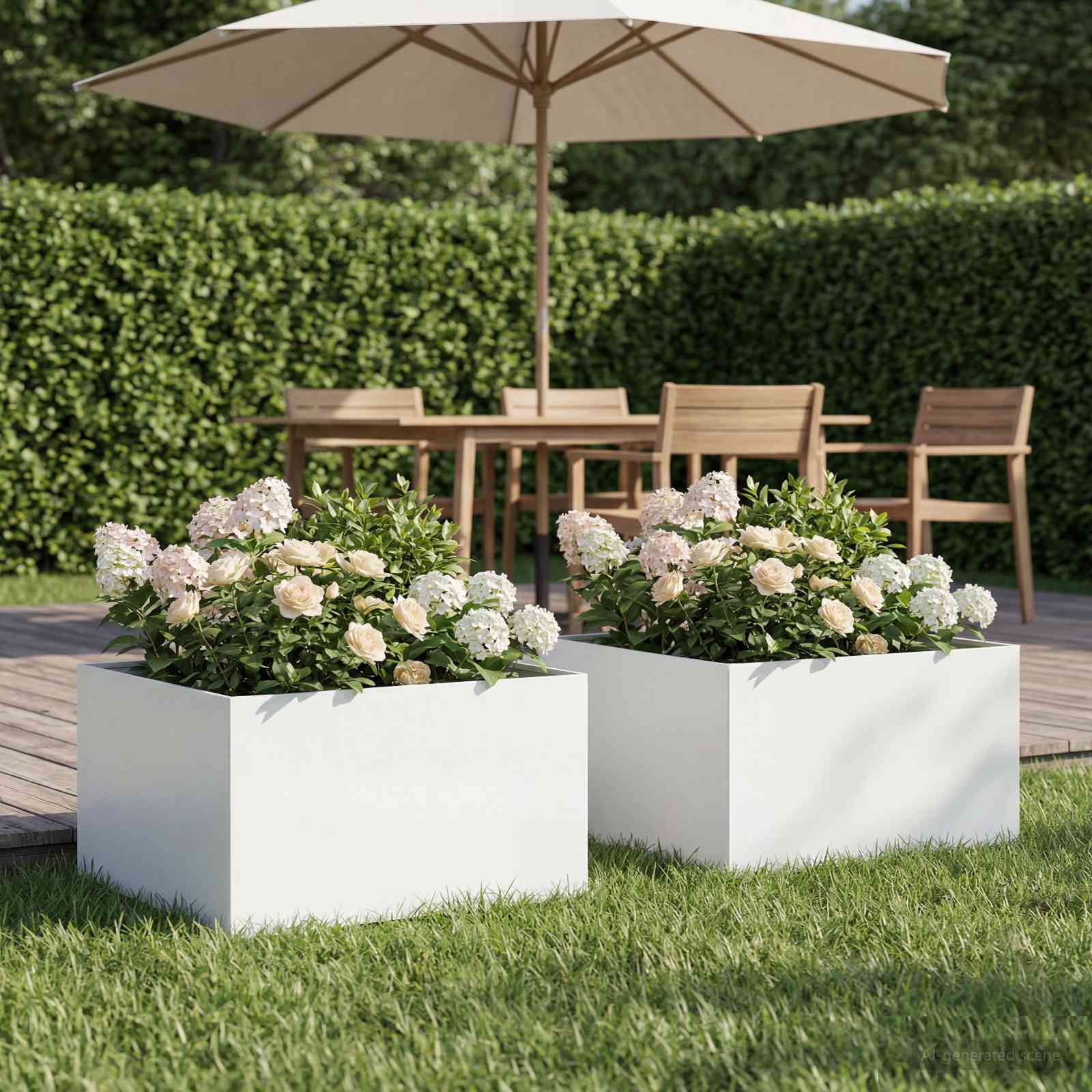 Vaso da giardino 2 pz Bianco 60 x 60 x 30 cm | homemem39