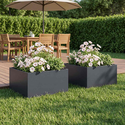 Vaso da giardino 2 pz Antracite 60 x 60 x 30 cm