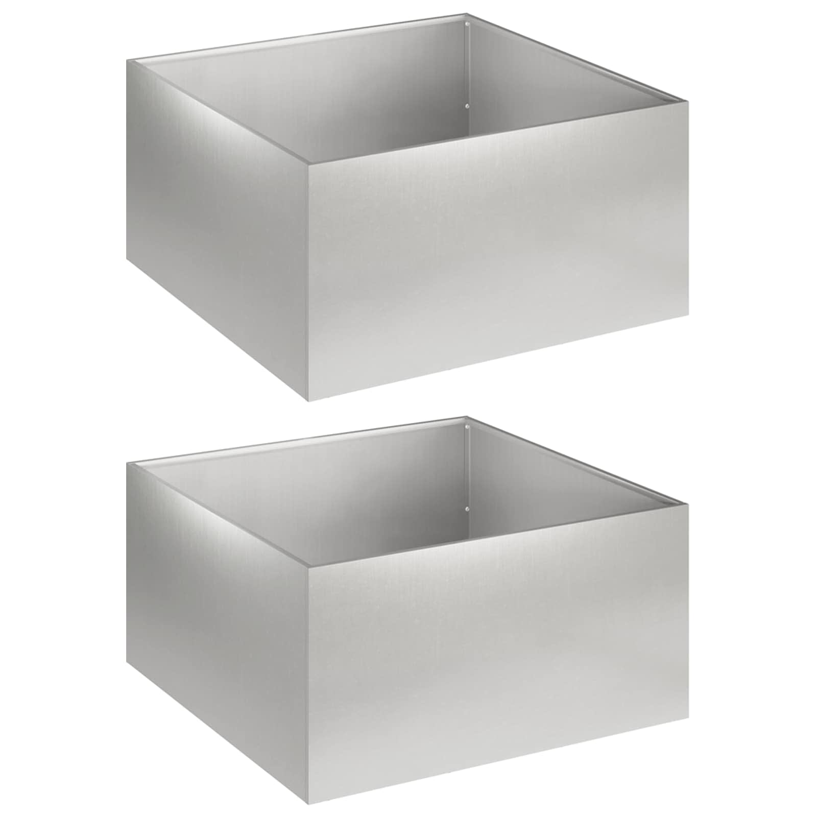 Vaso da giardino 2 pz Argento 60 x 60 x 30 cm Acciaio Inox | homemem39