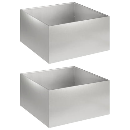 Vaso da giardino 2 pz Argento 60 x 60 x 30 cm Acciaio Inox | homemem39