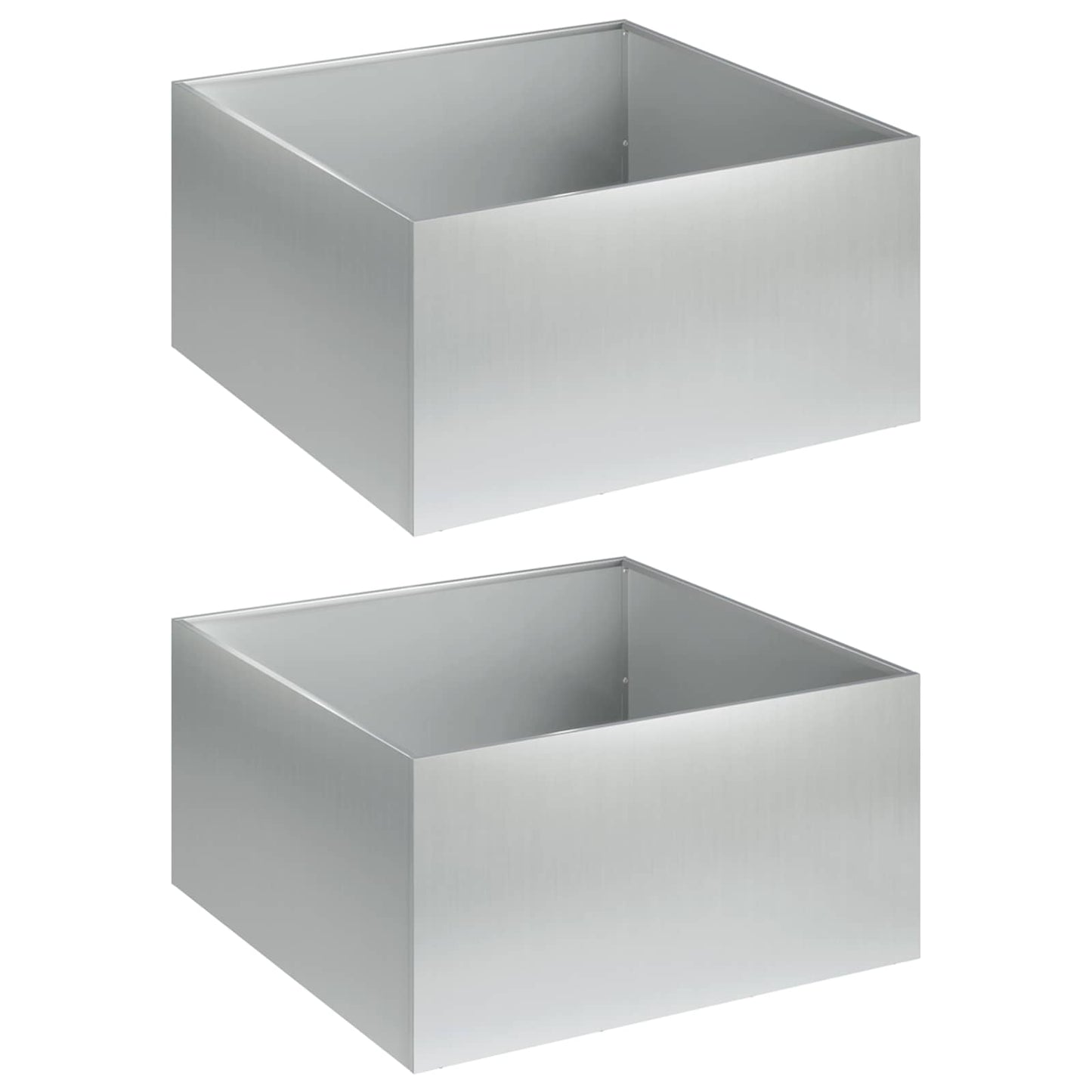 Vaso da giardino 2 pz Argento 60 x 60 x 30 cm Acciaio zincato
