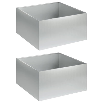 Vaso da giardino 2 pz Argento 60 x 60 x 30 cm Acciaio zincato