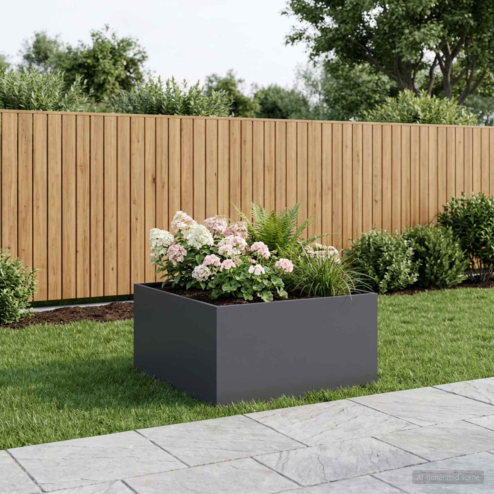 Vaso da giardino Antracite 80 x 80 x 40 cm | homemem39