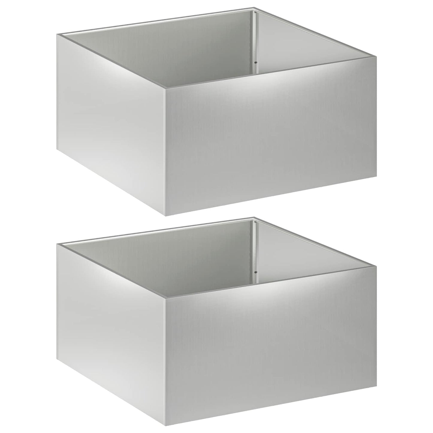 Vaso da giardino 2 pz Argento 80 x 80 x 40 cm Acciaio zincato