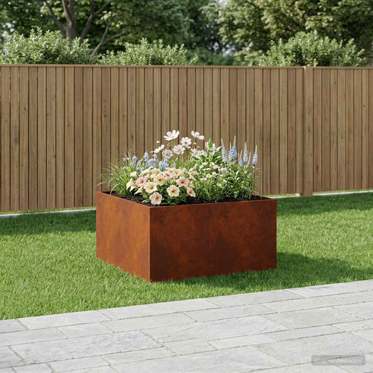 Vaso da giardino Ruggine 80 x 80 x 40 cm Acciaio Corten - homemem39