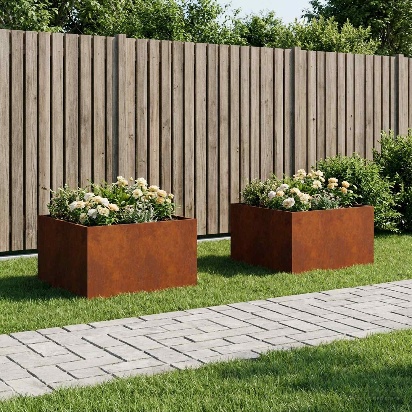 Vaso da giardino 2 pz Ruggine 80 x 80 x 40 cm Acciaio Corten