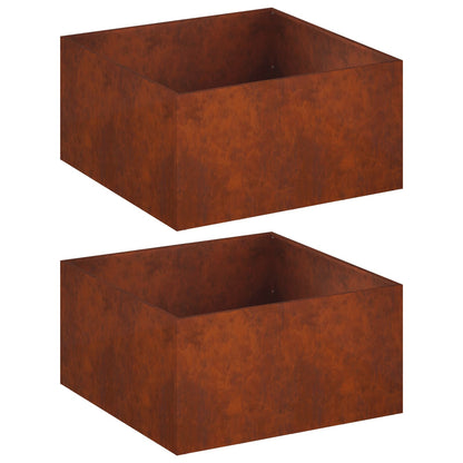 Vaso da giardino 2 pz Ruggine 80 x 80 x 40 cm Acciaio Corten