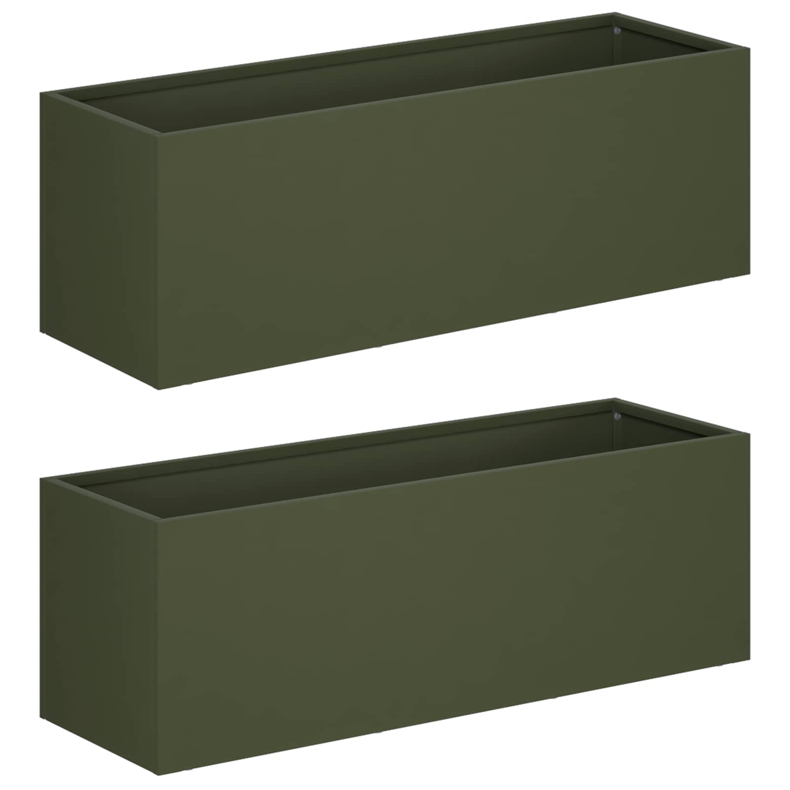 Vaso da giardino 2 pz Verde Oliva 40 x 20 x 20 cm | homemem39