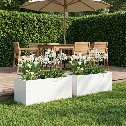 Vaso da giardino 2 pz Bianco 60 x 20 x 20 cm | homemem39