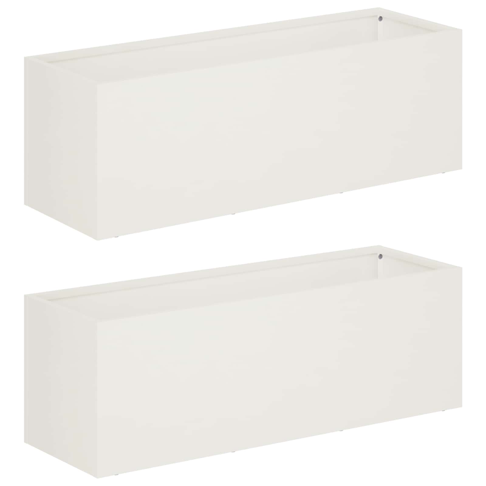 Vaso da giardino 2 pz Bianco 60 x 20 x 20 cm | homemem39