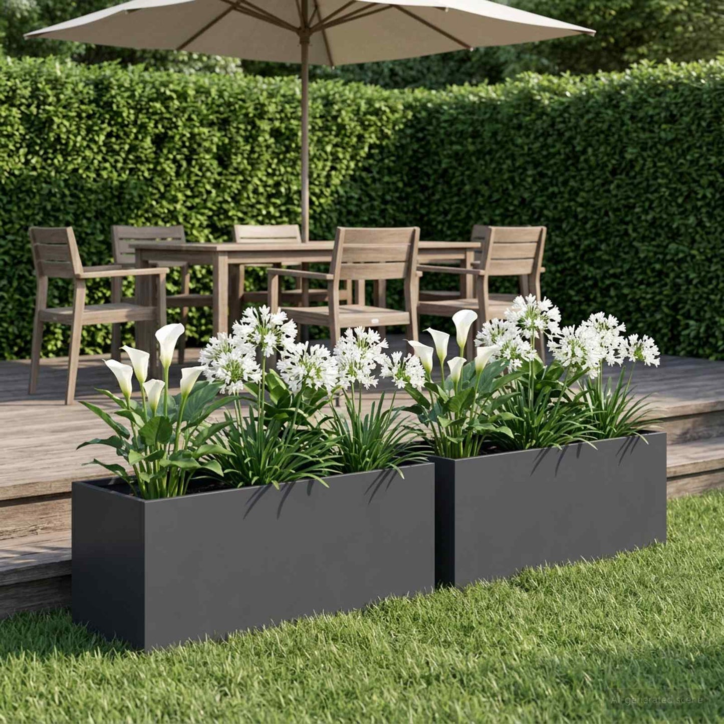Vaso da giardino 2 pz Antracite 60 x 20 x 20 cm | homemem39
