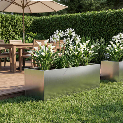 Vaso da giardino Argento 60 x 20 x 20 cm Acciaio Inox | homemem39