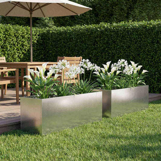 Vaso da giardino 2 pz Argento 60 x 20 x 20 cm Acciaio Inox - homemem39