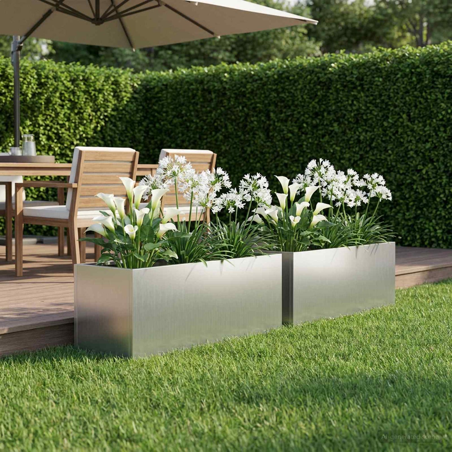 Vaso da giardino 2 pz Argento 60 x 20 x 20 cm Acciaio zincato | homemem39