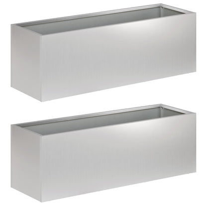 Vaso da giardino 2 pz Argento 60 x 20 x 20 cm Acciaio zincato | homemem39
