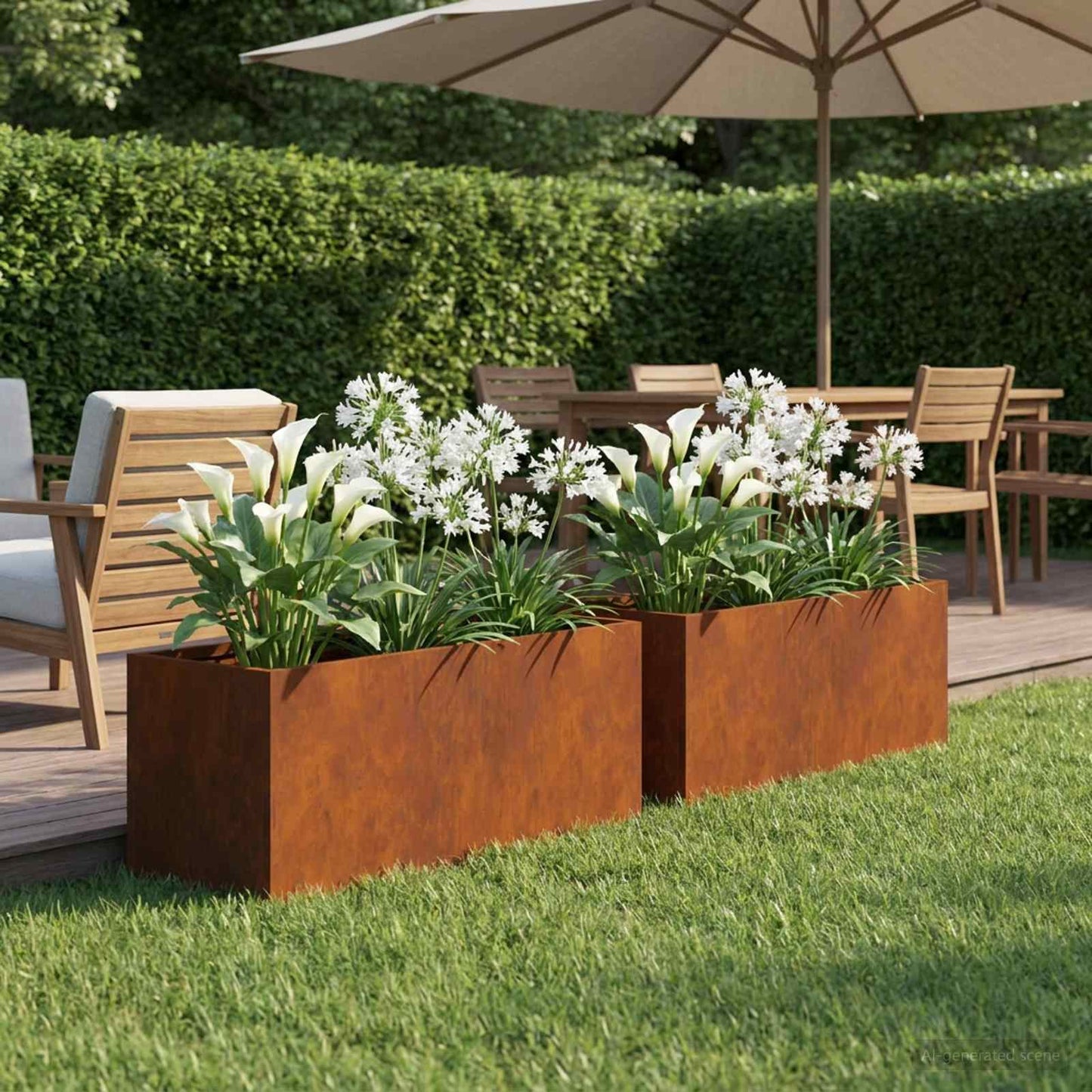 Vaso da giardino 2 pz Ruggine 60 x 20 x 20 cm Acciaio Corten | homemem39