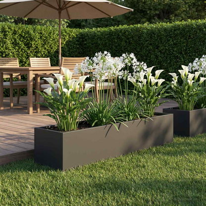 Vaso da giardino Nero 80 x 20 x 20 cm Acciaio laminato a freddo